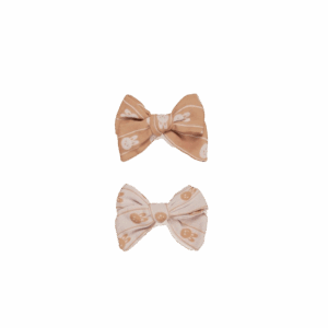 BUNNY STRIPE 2PK HAIR BOW BISCUIT + ROSE BISCUIT