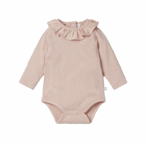 Ribbed Frill Collar Bodysuit Ribbed Blush