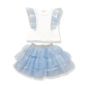 Dot Mesh Trim Tee & Tiered Tutu