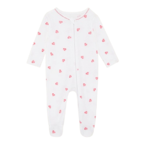 Sleepsuit with Trim - Pink Heart